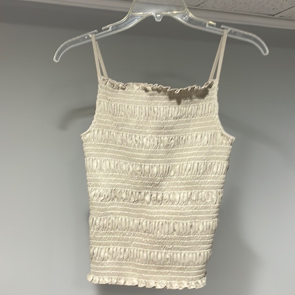 H&M tan / beige shirred top